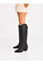 Leo Women's XL Cut Wide Toe Thick Heeled Boots C320-Black - 4