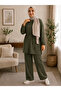 Women's Islamic Clothing Modal Fabric Tie-Strap Detailed Crew Neck Top and Bottom Set - 4