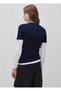 Women's Navy Blue 100% Cotton Logo Printed Crew Neck T-Shirt - 3
