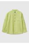 Boy's Yellow Logo Embroidered Pocket Wooden Button Mandarin Collar Shirt