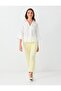 Light Yellow Linen Blend Woven Trousers with Detailed Cuffs