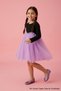 Lilac Asymmetrical Tulle Skirt Long Sleeve Girls' Dress - Rebeca