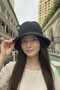 Women's Black Summer Knitted Bucket Hat |   Sunscreen Trend Bucket Model - 4