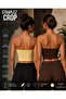 Women's 2-Pack Yellow & Brown Strapless Crop Top Bustier Stretchy Bandeau Blouse – Basic Stylish Casual Top - 5