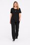 Women's Plus Size Black, Stone Detailed Blouse, Stone Detailed Leg, Elastic Waist Pocket Trousers 2 Piece Set - 4