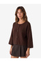 Buttoned 3/4 Wide Sleeve Round Neck Knitwear Cardigan - 2