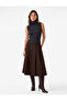 Cotton Flared Cut Pleated Pocketed Midi Poplin Skirt