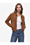 Long Sleeve Zippered Oversize Faux Suede Bomber Jacket - 2
