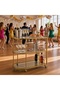 3-Tier Bar Cart with Wheels, Glass Serving Trolley with Clear Glass Shelves & Welded Metal Frame, Rolling Beverage Cart with 2 Locking Casters, - 3