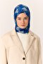 Thin Cotton Soft Scarf Cobalt Blue-Turquoise Patterned Breathable Tok Duruşlu 90X90 - 2