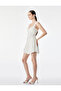 Drapeli Gathered Sweetheart Neckline Flounce Sleeveless Slim Fit Mini Stoned Bridal Dress - 3