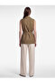 Wide Collar Sleeveless Belted Vest - 4