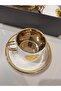 Set of 6 Coffee Cups with Gold Details - 6