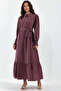 Women's Belted Polka Dot Hijab Dress 1511 - A.Burgundy
