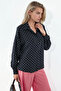 Women's Oversize Polka Dot Shirt 1512 - Black - 2