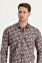 Long Sleeve Slim Fit Slim Fit Printed Cotton Shirt