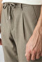 Regular Fit Standard Cut Lycra Side Pockets Drawstring Waist Pleated Trousers - 3