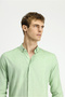 Long Sleeve Slim Fit Cotton Linen Buttoned Collar Shirt - 4