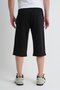 Black Men's Summer Capri Pants, Comfortable Fit, Side Pockets, Adjustable Elastic Waist, Embroidery Detail - 3