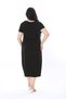 Women's Large Size Black Embroidery Detailed V-Neck Short Sleeve Dress 65N38203 - 7