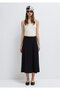 Linen Blend Black Midi Skirt 1310849-900 - 3