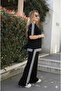 Women's Crew Neck Short Sleeve Two Yarn Viscose Blouse Pants Bottom Top Double Set - 6