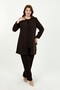 Women's Brown Sparkling Stone Embellished Elegant Double Plus Size Evening Dress Set - 3