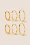 Gold Color Steel 12-14-16 mm 6-Piece Hoop Earrings 2 mm