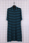 Women's Plus Size Lycra Shirt Collar Striped Short Sleeve Mother Combed Cotton Dress - 2
