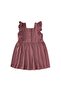 Square Collar Lettered Stone Embellished Linen Dress 2-7 Years Old Plum - 2