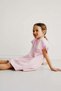 Girl's Cotton Pink Floral Dress with Guipure Detail