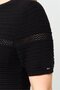 Women Round Neck Short Sleeve Textured Top, Black - 4