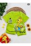 Giraffe Printed Green Summer Shorts Top and Bottom Set Cotton - 2