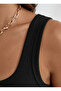Premium Black Ribbed Square Neckline Stretchy Textured Stylish Crop Tank Top Bustier - 2