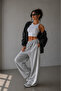 Women's White Striped Baggy Sweatpants Loose-Fit Sweatpants - 3