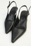Women's Black Open-Back Heeled Shoes Pointed Toe Stylish Short-Heeled Evening Dress Stilettos - 2