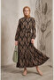 Bürümcük Fabric Gathered Belted Dress 0501-04 Black Mink