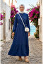Hakim Collar Belted Viscose Dress 4077-01 Indigo