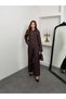 Women's Short Jacket High Waist Wide Leg Pants Set with Pocket Detail Stylish Set - 4