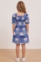 Girl's Smocked Dress Square Neck Puff Sleeve Patterned Comfortable Stylish Summer Dress - 8