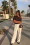 Women's Casual Slim Basic Coffee Blouse - 2