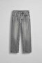 Men's Baggy Washed Straight Leg Jean Trousers Light Gray