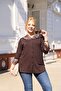 Plus Size Brown Shirt with Lace Detail - 7