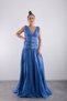 Sleeveless V-Neck, Brooch Accessory, Taffeta Tail Evening Dress, Event Dress - 6