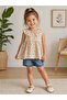 Cappadocia Ki̇ds Girl's 2-Piece Set Floral Patterned Blouse & Denim Shorts