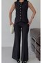Women's Designer Vest and Slit-Legged Trousers Set Black - 3