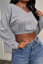 Women's Off-Shoulder Elastic Crop Sweatshirt 100% Cotton - 3