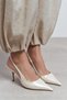 Parla Sedef Patent Leather Belt Detail Pointed Toe Women's Heeled Shoes - 3