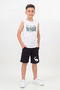 Zero Sleeve Round Neck Print Detailed Boys' Top and Bottom Set
