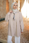 Beige Ethnic Modal Woven Shirt with Scarf